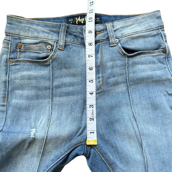 Indigo Rein Skinny Jeans Juniors 3 W26 Blue Mid Rise Frayed Hem Distressed Denim - Picture 7 of 11